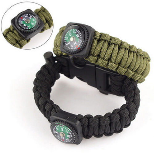 Outdoor New 5 in 1 Survival Flint Fire Starter Paracord Whistle Gear